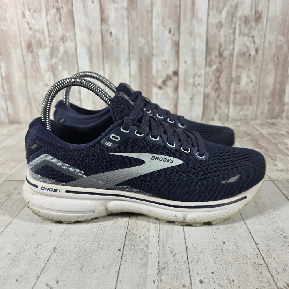 Brooks Ghost 15 Womens Running Shoes Navy Blue White 1203801B450 Size 6.5